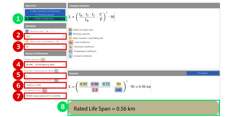 ตัวอย่าง การหาค่า L หรือ Rated Life Span ของ Linear Guide ทำได้อย่างไร